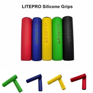 Litepro Folding Bicycle Handlebar Grips 412 Silicone Rubber Mountain Bike Shock Absorbing Anti-skid Sponge Handle Bar Cover Bike Parts