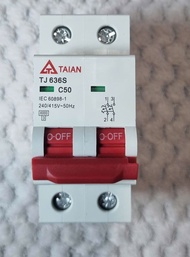 Cầu dao tự động Taian MCB - 2 Pha - Dòng cắt 6kA - Điện áp 220V Malaysia (Bảo hành chính hãng)