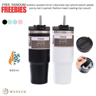 WRRKEN Tyeso Stainless steel Thermos Macaron Vacuum Tumbler Cup Water Bottle withStraw890ML