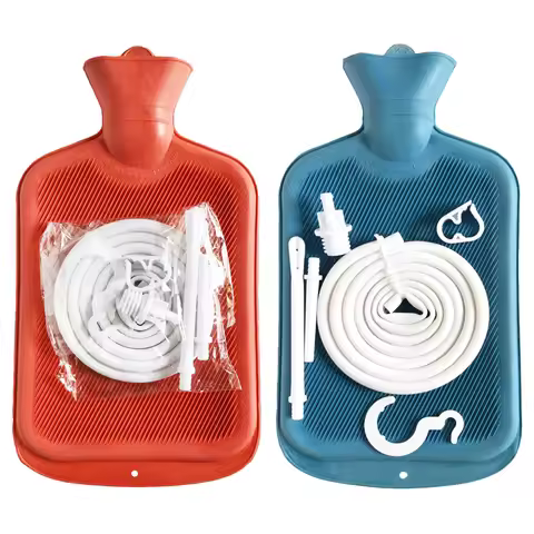 6 Pcs Enema Bag Kit Rubber Enema Cleaner Kit 2L Hot Water Bottles 4.9ft Hose Controlled Water Flow V