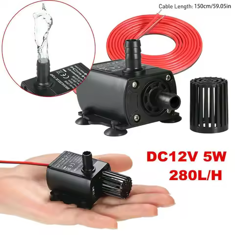 DC 280L/H 5W Brushless 12 V Water Submersible Pump For Aquarium Pond Fish Tank Waterproof Detachable
