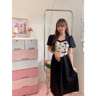 【READY STOCK】8299 中国风花花连衣裙 Chinese Style Splicing Dress