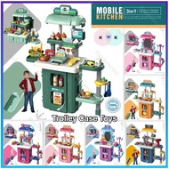 3 In 1 Trolley Kids Luggage Toys With Many Various Of Sets Kitchen/ Beauty Sets/ Deluxe Tools Set