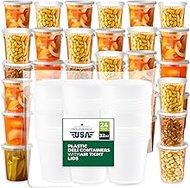 Deli Soup Quart Containers with Lids [32 Oz - 24 Pack], Plastic Food Freezer Storage Containers with