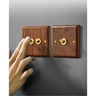 Wall wood switch panel wall switch single wood classic cafe retro