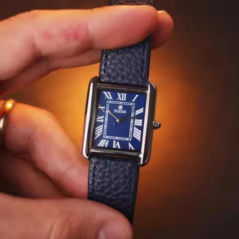 OGEDA Waterproof Couple Watches Casual Fashion Quartz Stainless Steel Leather Strap Square Dial Men'