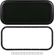 Fixed RV Window, 900 x 400mm Black Tempered Glass Window Trailer Window Aluminum Alloy Blocking for 