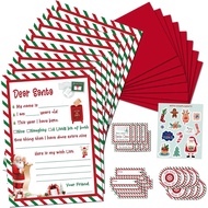 KOFECIT Letter To Santa Kit 8 Sets - 5x 7”Fill in The Blank Cards with Red Envelopes/Stickers/Seals/