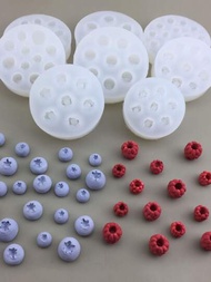 2入組藍莓&amp;覆盆子形狀矽膠模具適用於DIY翻糖蛋糕裝飾用品,巧克力,烘焙工具