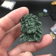 Jesus Mao Gai Serpentine CP504 Pendant has inspection certificate | Comes with a beautiful fabric st