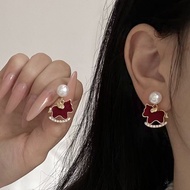 Flocking Pearl Gourd Pearl Pony Earrings Niche High-End Earrings Light Luxury Earrings Female Suitab