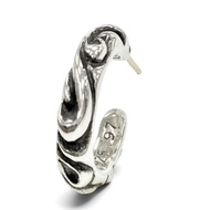全新 ◇ CHROME HEARTS HOOP SCROOL 1 925 14K 捲軸耳環（單隻耳環）銀色，重 3.66 克，男士