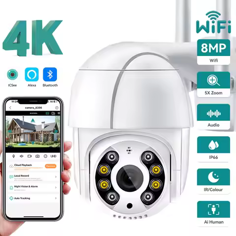 3MP 2K Super Mini PTZ Wifi Camera H.265 Wireless/Wired IP Camera 4xDigital Zoom Auto Tracking AI Hum