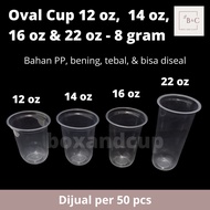 Clear Oval Plastic Cups U Cup/s Boba Glass/s Cold Bubble Tea/s 8g Thick/s 12 oz, 14 oz, and 16 oz (8