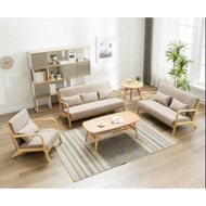 [Factory:QF2] Home Office solid wood sofa coffee tea table set, Nordic modern simplest design 实木沙发