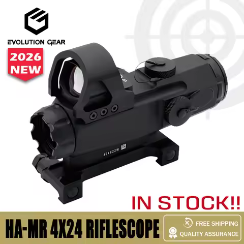 Hunting Rifle Scope HAMR 4X24mm 4x Magnifying Scope with 1x LP Red Dot Sight Fits 20mm Picatiny Moun