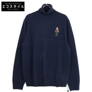 Polo Ralph Lauren 海軍藍小熊圖案羊毛高領毛衣，XL 碼