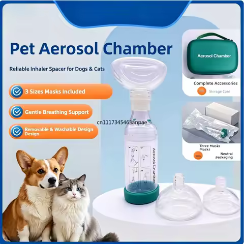 Animal Aerosol Spacer, Pet Inhaler Spacer with Mask for Dogs & Cats, Home Use Canine Feline Aerosol 