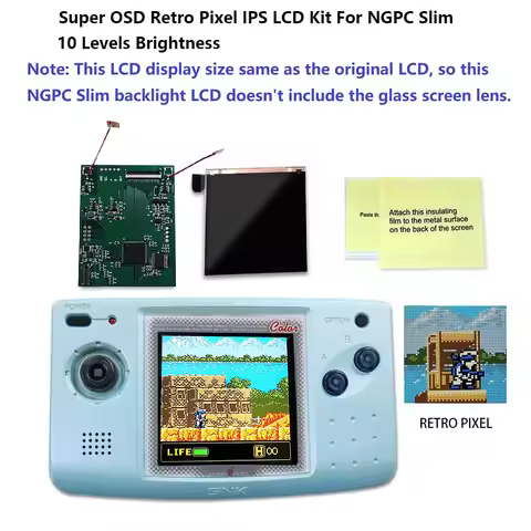 Super OSD Version Large Screen IPS LCD For NGPC Slim Backlight LCD For NEOGEO Pocket Color Slim Game