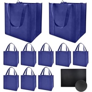 6 Pack Reusable Reinforced Handle Grocery Bags-Each with Thickened Bottom Board,Heavy Duty Large Sho