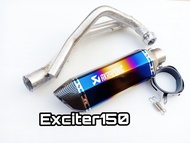 ชุดท่อ Exciter150 ท่อแต่ง Exciter150 + ปลายท่อ AK14นิ้วสีรุ้งปากเคฟล่า