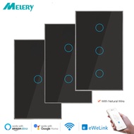 Melery EWelink Smart Light Wall Switch Wifi Bluetooth Touch Sensor Glass Panel Voice Remote Control Alexa Dot Google Home App
