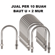Per 10 U Bolts 3/8 x 3/4 inch Galvanized Pipe Fastener Clamp 2 Nuts 10 Pieces U 9 mm x 3/4 inch UBol