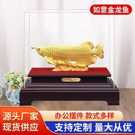 2024 Tahun Baru Hiasan Rumah Hadiah Ukiran Haiwan Emas Arwana Ikan Hadiah Hiasan Kotak Cenderamata B