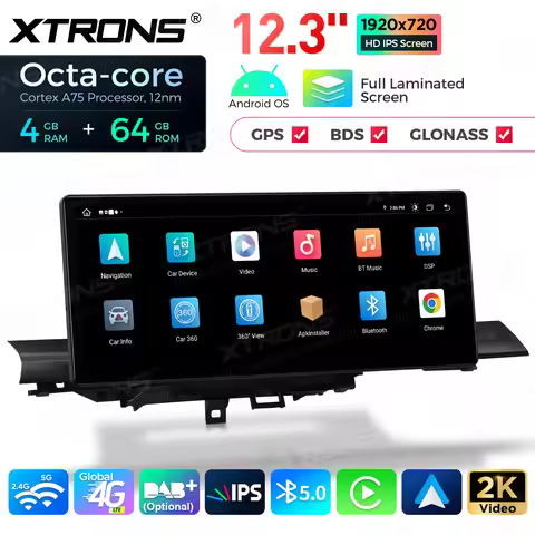 XTRONS 12.3'' Octa Core 4+64G HD Android 14 Car Radio For Audi A4 S4 RS4 (B9) LHD MiB System with Gl