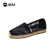 J & M รองเท้าฟิชเชอร์แมนส้นแบนฉลุลายระบายอากาศได้ดีสำหรับฤดูร้อนรองเท้าผู้หญิงผ้าตาข่ายแบบสวมเท้าลำล