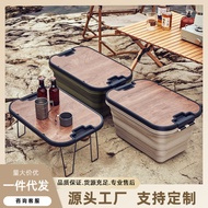Outdoor Folding Storage Crate with Wood Lid – Heavy-Duty, Multifunctional for Picnics & Camping