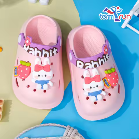 Summer Boys Girls Shoes Children's Little Bear And Bunny Sandals Garden Shoes Soft Anti-Skid Cartoon