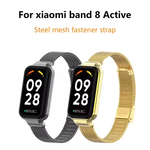 Stainless Steel Straps For Xiaomi Mi band 8 Active Watchband Luxury Metal Wristbands Bracelet For Mi
