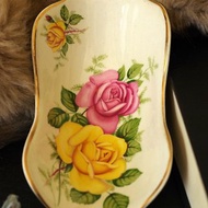 古董Vintage澳洲購入 老陶瓷金邊玫瑰花盤子 英國製 W267