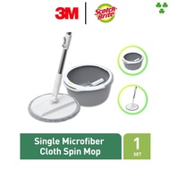 3M Scotch Brite T6 Single Bucket Compact Microfiber Spin Mop, 1/Pack, Cleans, Kitchen, Home Office ( Value Set )