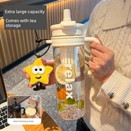 tumbler botol air tahan sejuk High-Value Large-Capacity 1500ML Straw Cup Tea Water Separation Portab