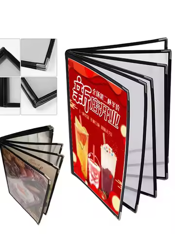 Transparent Menu Folder with Metal Corners A4 Size Paper 1/2/3/4/5/6/8/10/12 Pages 2/4/6/8/10/12/16/