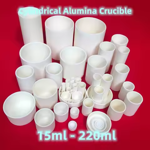 Cylindrical Alumina Crucible 30ml - 180ml Alumina Ceramic Crucible Cylinder Shaped Al2O3 99% Purity 