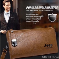 Jeep Men Long Wallet Lock Buckle Soft Leather Men Handbag zipper Card Holder Wallet for Men