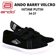 Children ANDO BARRY VELCRO Black White School Shoes SIZE 34-37 Children's SNEAKER Shoes