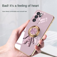 For OPPO A96 Reno 3 Pro 5G 4 5 7 6 Pro + Phone Case Precision Lens Protection Plating Astronaut Stand Soft Silicone Cover