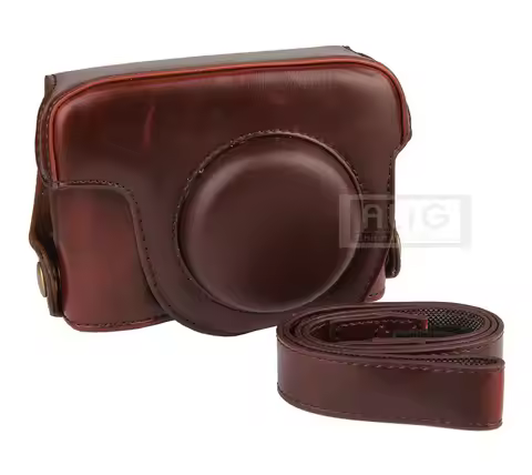 Camera Bag Case Hard PU Brown/Black Cover Pouch with 1/4 Screw Mount for Canon Powershot G15 G16 Cam