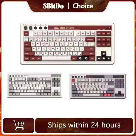 8BitDo Retro Mechanical Keyboard Bluetooth Gaming Keyboard with 87 Keys Dual Super Programmable Butt