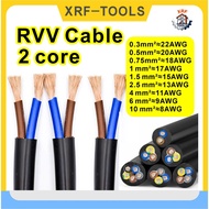 RVV cable 2 core pure copper cable 0.5square 0.75square 1square 1.5square 2.5square 4square 6square 