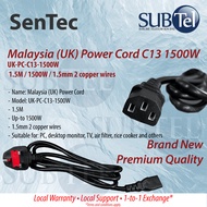 Malaysia Power Cord (UK) C13 1.5M up-to 1500W 1.5mm2 Copper Wires 3 PIN 13Amp Fuse 1-Year Warranty