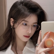 Korean Square Frame Glasses Stylish Small Frame Anti-Blue Light Glasses Metal Frameless Eyeglasses C