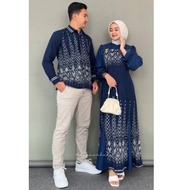 ZUDEVA-IVANA Set Pakaian Couple Tenun sarimbit Set Burkat Baju Batik Kondangan Keluarga lebaran 2025