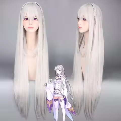 Life in a Different World from Zero Re:Zero kara Hajimeru Isekai Seikatsu Emilia Long Cosplay Wig