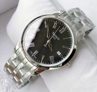 天梭TISSOT Classic Dream 黑色面 銀色鋼帶 羅馬 石英男錶 T0334101105301
