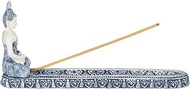 ICE ARMOR 10.25" W Gautama Buddha Dhyana Mudra Incense Burner Incense Sticks Holder in Blue and Whit